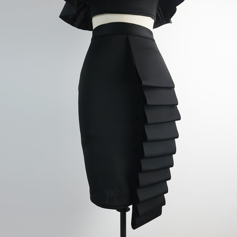 Women Sexy Stacked High Waist Crop Top Wrap Plus Size 2pc Skirt Set