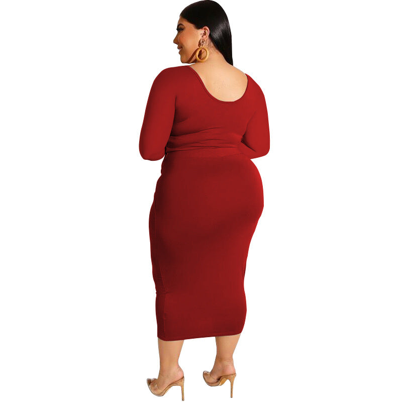 High Waist Wrap Skirts 2 Piece Sets Women in Plus Size