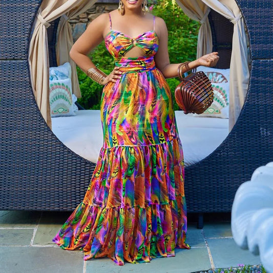 Plus Size Maxi Beach Print Sundress