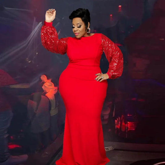 Women Long Sleeve Maxi Dress in Plus Sizes