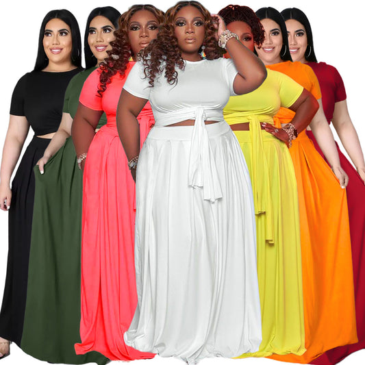 Fashion Plus Size Women's Cross-Border Cross Straps Swing Long Maxi Dresses