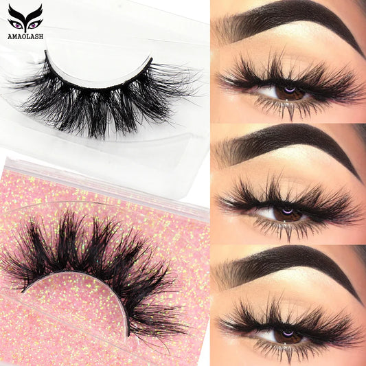 AMAOLASH 5D Mink Eyelashes Long Lasting Mink Lashes Natural Dramatic Volume Eyelashes Extension Thick Long 3D False Eyelashes