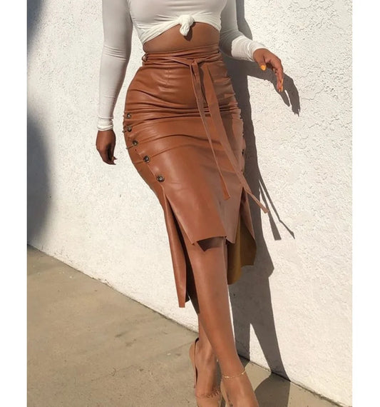 Womens Leather Pu Office Skirts Designs