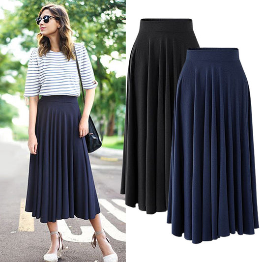 New High Waist Pleat Elegant Skirt Women Plus Size