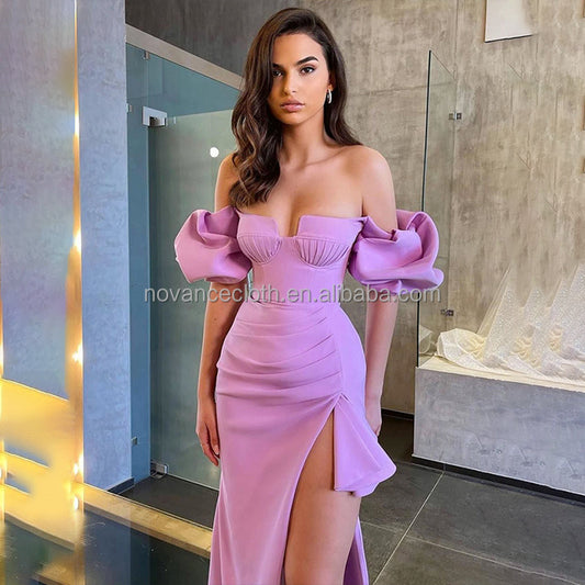Novance Women Fashion Evening Side Slit Dress