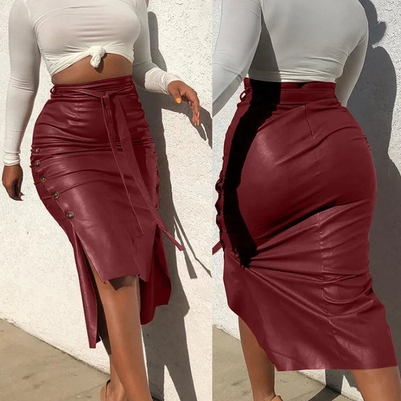 Womens Leather Pu Office Skirts Designs