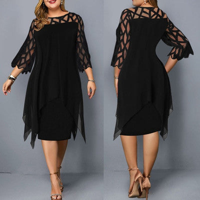 Women's Elegant Mesh Sleeve Dress