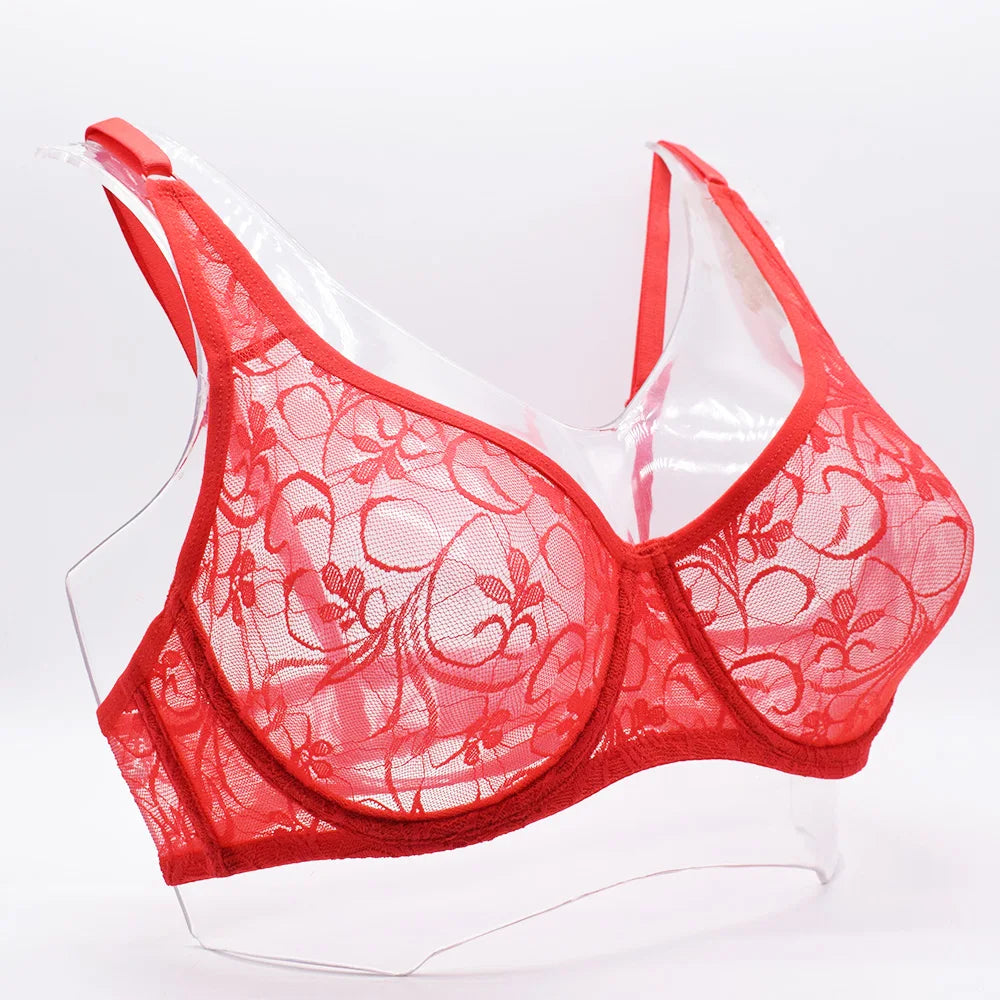 Plus Size Sexy Lace Underwired BH Hollow Out  Bras for Women