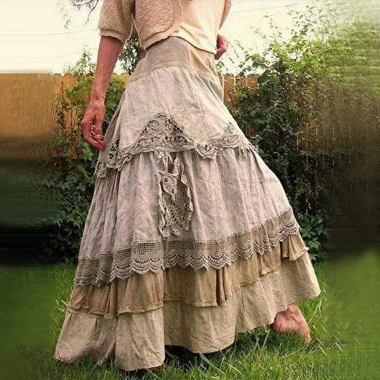 Women's Vintage Ruffles Oversized Maxi Skirts